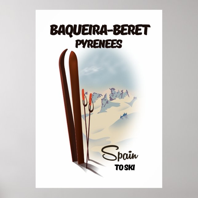 Affiche de ski Baqueira-Beret Espagne. (Devant)