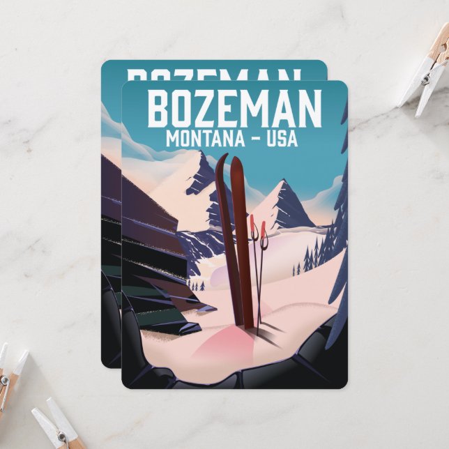 Affiche de ski Bozeman Montana (Devant/Arrière en situation)