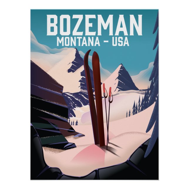 Affiche de ski Bozeman Montana (Devant)