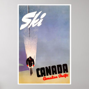 Affiche de ski Canada Art de voyage Pacifique Cana