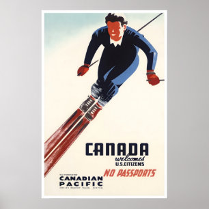 Affiche de ski Canada Art de voyage Pacifique Cana