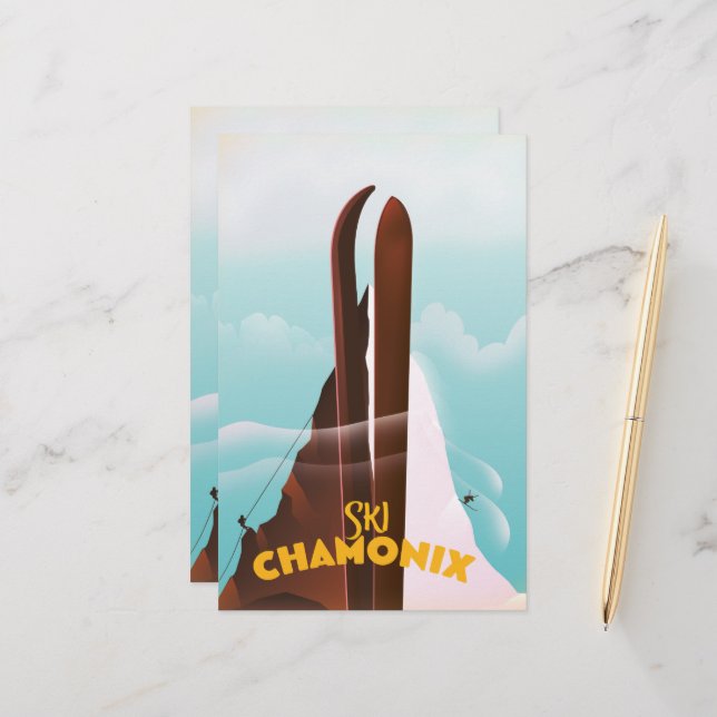 Affiche de ski Chamonix-Mont-Blanc (Devant/Arrière en situation)