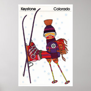 Affiche de ski Colorado Skiing Sports Art Rétro