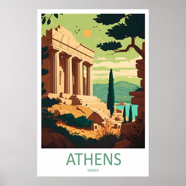 Affiche de ski d'Athènes Parc Voyage National Vint (Devant)