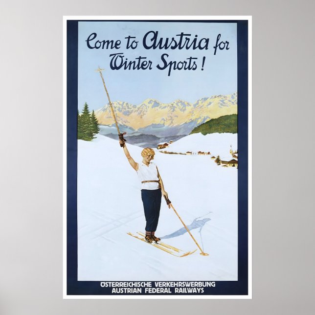 Affiche de ski d'Autriche Art d'impression de voya (Devant)