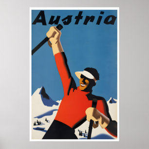 Affiche de ski d'Autriche Impression de ski Art au
