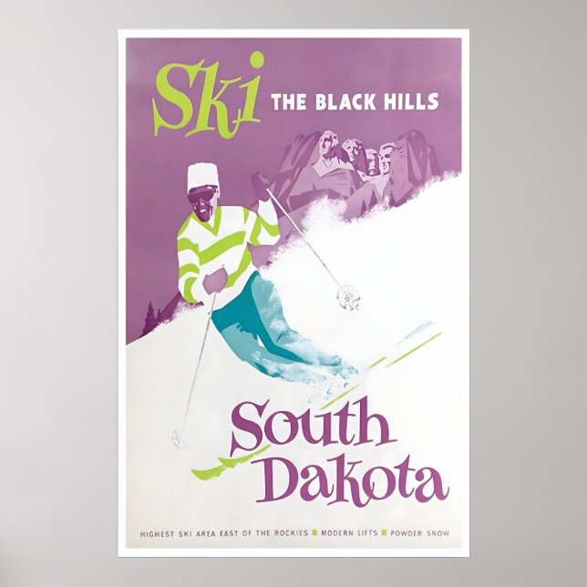 Affiche de ski de Black Hills Print Dakota du Sud  (Devant)