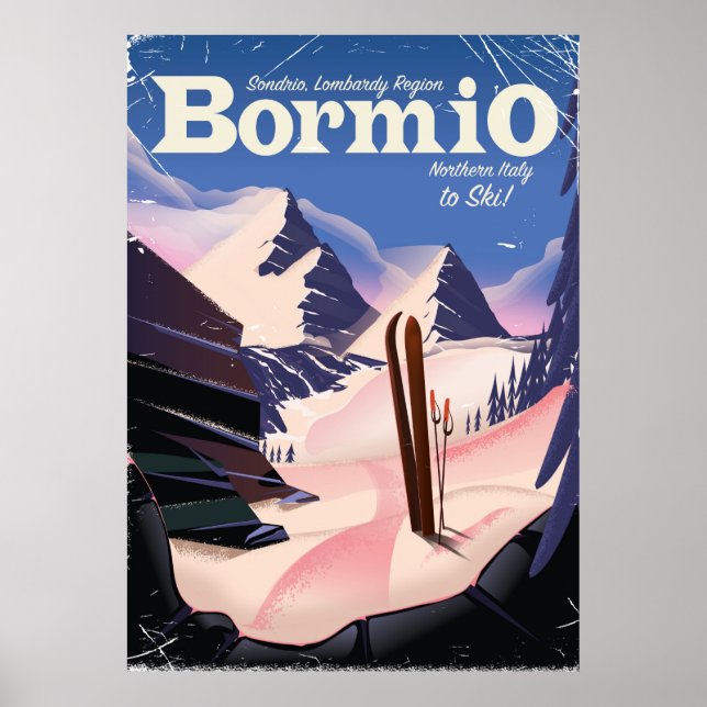 Affiche de ski de Bormio, Sondrio, région de Lomba (Devant)