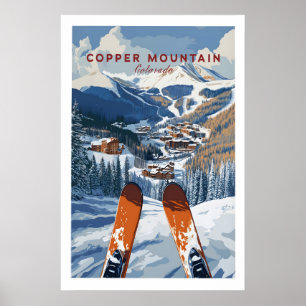 Affiche de ski de Copper Mountain Village d'hiver