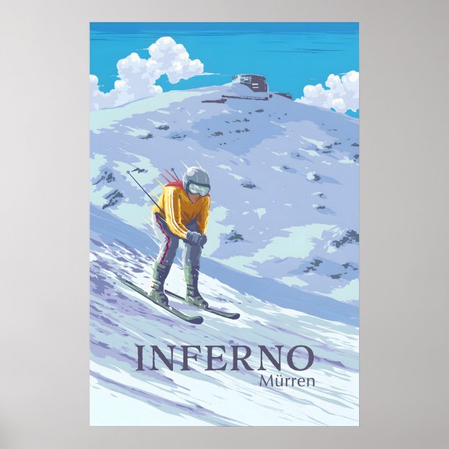 Affiche de ski de descente en enfer Murren (Devant)