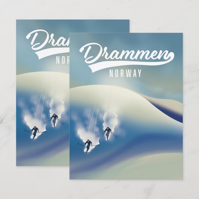 Affiche de ski de Drammen Norvège (Devant / Derrière)