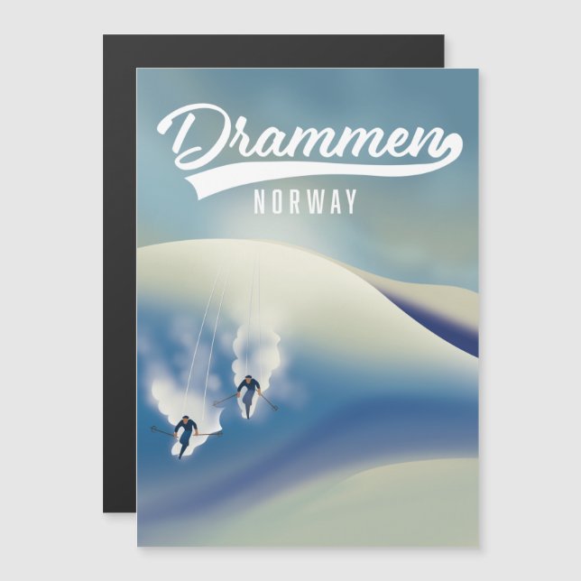 Affiche de ski de Drammen Norvège (Devant / Derrière)