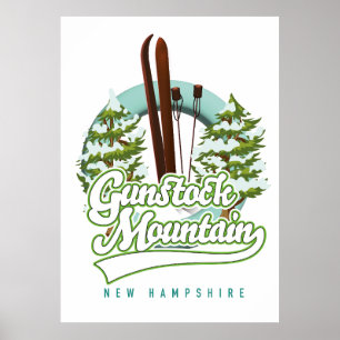 Affiche de ski de la montagne Gunstock New Hampshi