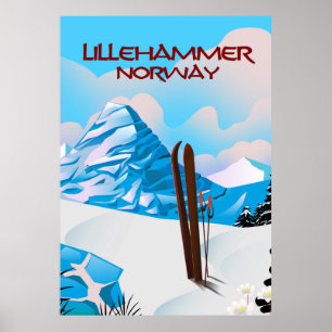 Affiche de ski de Lillehammer Norvège.