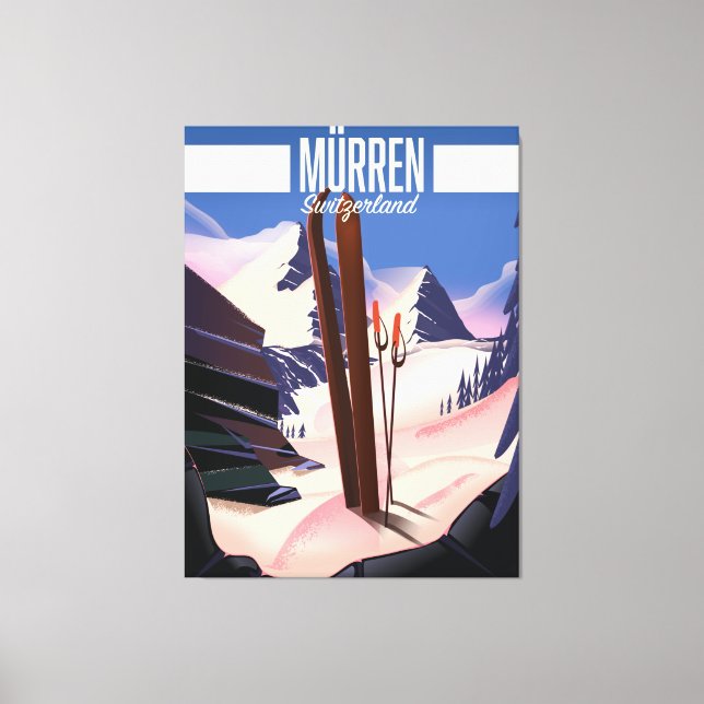 Affiche de ski de Murren Suisse impression d'art. (Recto)