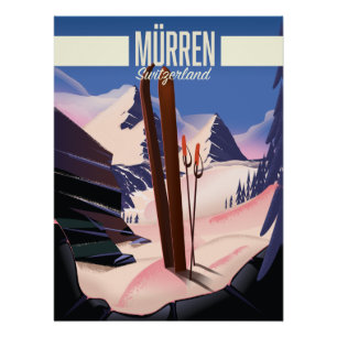 Affiche de ski de Murren Suisse impression d'art.