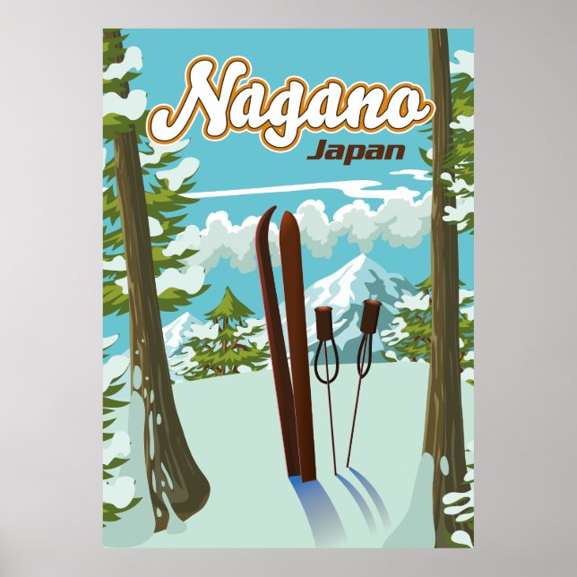 Affiche de ski de Nagano Japon (Devant)