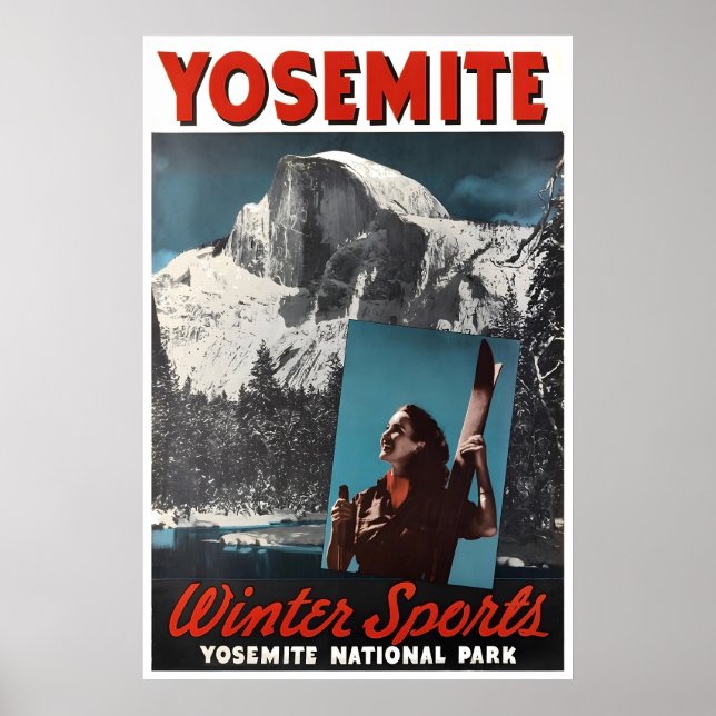 Affiche de ski de Yosemite Art de voyage Sport vin (Devant)