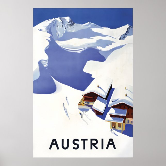 Affiche de ski des Alpes d'Autriche Vintage Impres (Devant)