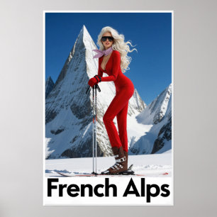 affiche de ski des Alpes françaises