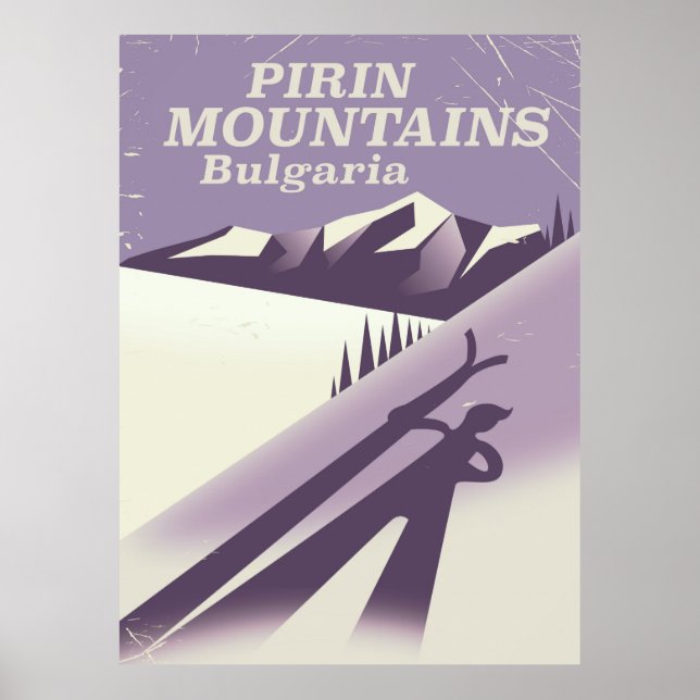 Affiche de ski des montagnes de Pirin Bulgarie (Devant)