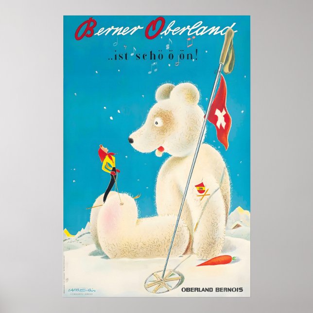 Affiche de ski d'hiver de l'Oberland bernois Suiss (Devant)