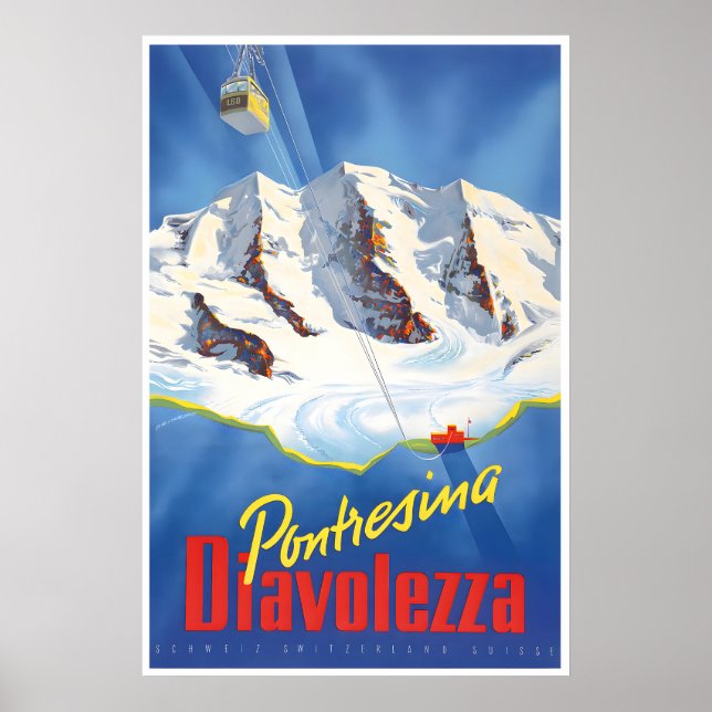 Affiche de ski Diavolezza Suisse Art Pontresina (Devant)