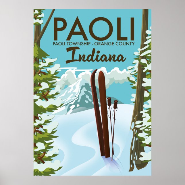 Affiche de ski du comté d'Orange Paoli Indiana (Devant)