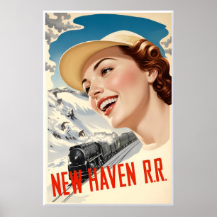 Affiche de ski du New Haven Railroad