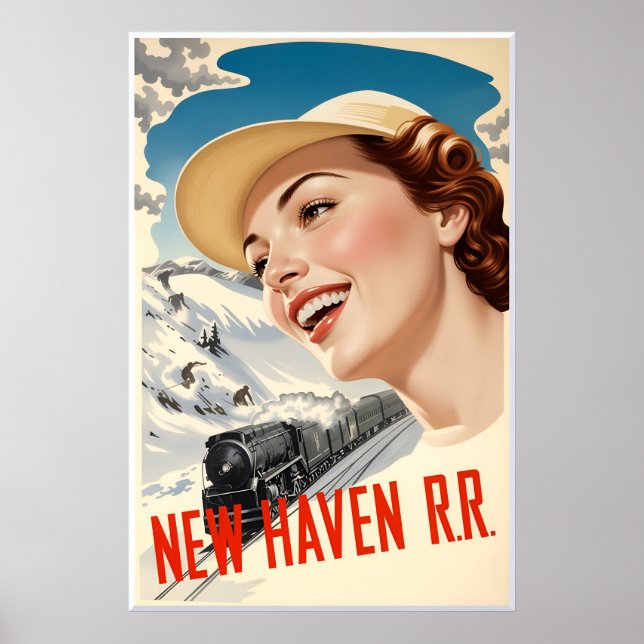 Affiche de ski du New Haven Railroad (Devant)