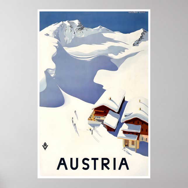 Affiche de ski en Autriche Art de voyage vintage a (Devant)