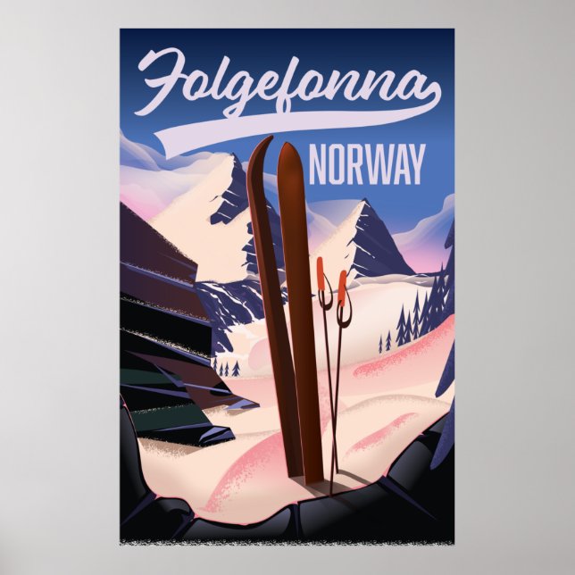 Affiche de ski Folgefonna Norvège. (Devant)