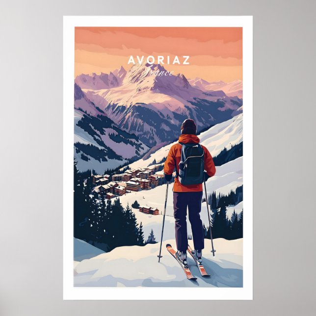 Affiche de ski française d'Avoriaz Art mural de sk (Devant)