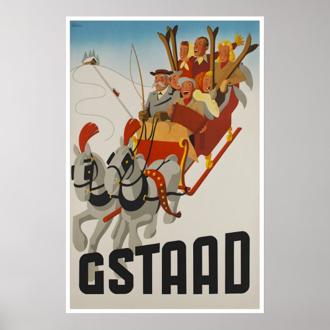 Affiche de ski Gstaad Suisse Affiche de voyage (Devant)