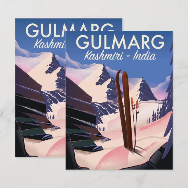 Affiche de ski Gulmarg Kashmiri Inde (Devant / Derrière)