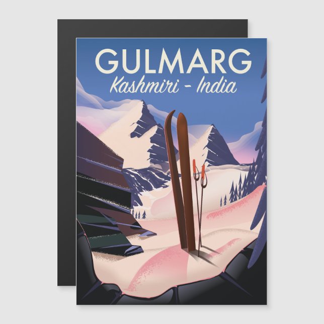Affiche de ski Gulmarg Kashmiri Inde (Devant / Derrière)