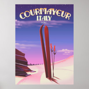 Affiche de ski italienne de Courmayeur