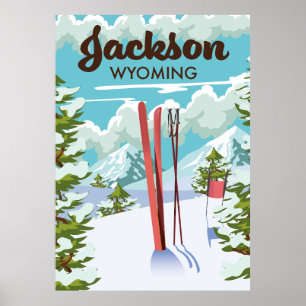 Affiche de ski Jackson Wyoming