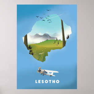 Affiche de ski Lesotho Afrique du Sud