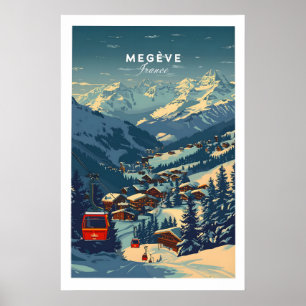 Affiche de ski Megève Print France 1