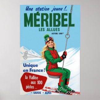 Affiche de ski Meribel France
