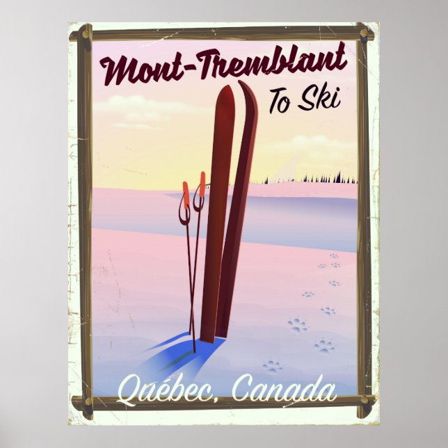 Affiche de ski Mont-Tremblant Québec. (Devant)