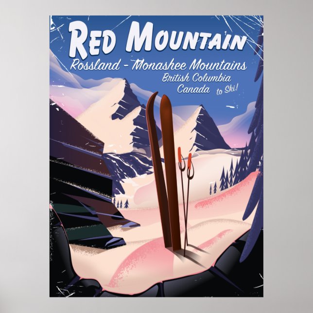 Affiche de ski Red Mountain Colombie-Britannique,  (Devant)