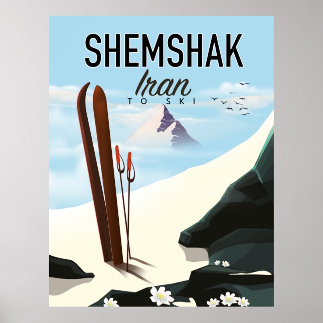 Affiche de ski Shemshak Iran. (Devant)