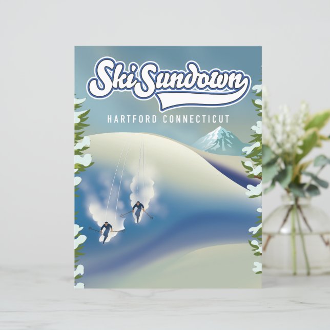 Affiche de ski Sundown Hartford Connecticut (Debout devant)