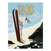 Affiche de ski Taos Nouveau-Mexique