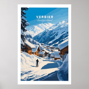 Affiche de ski Verbier Suisse 1