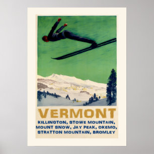 Affiche de ski Vermont 20x28