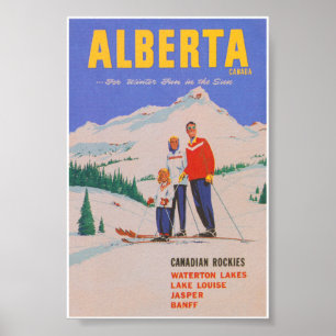 Affiche de ski Vintage Alberta Canada