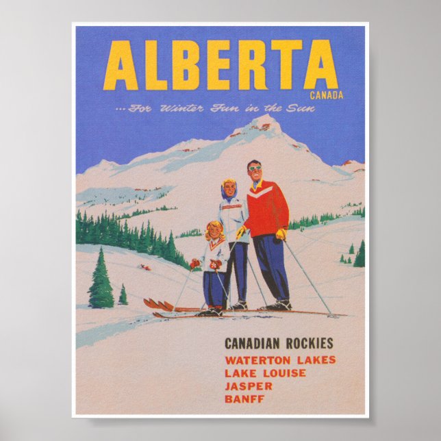 Affiche de ski Vintage Alberta Canada (Devant)